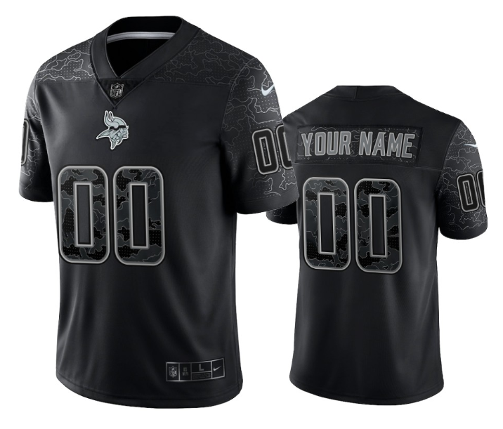 Men's Minnesota Vikings ACTIVE PLAYER Custom Black Reflective Limited Stitched Football Jersey Men's Minnesota Vikings ACTIVE PLAYER Custom Black Reflective Limited Stitched Football Jersey